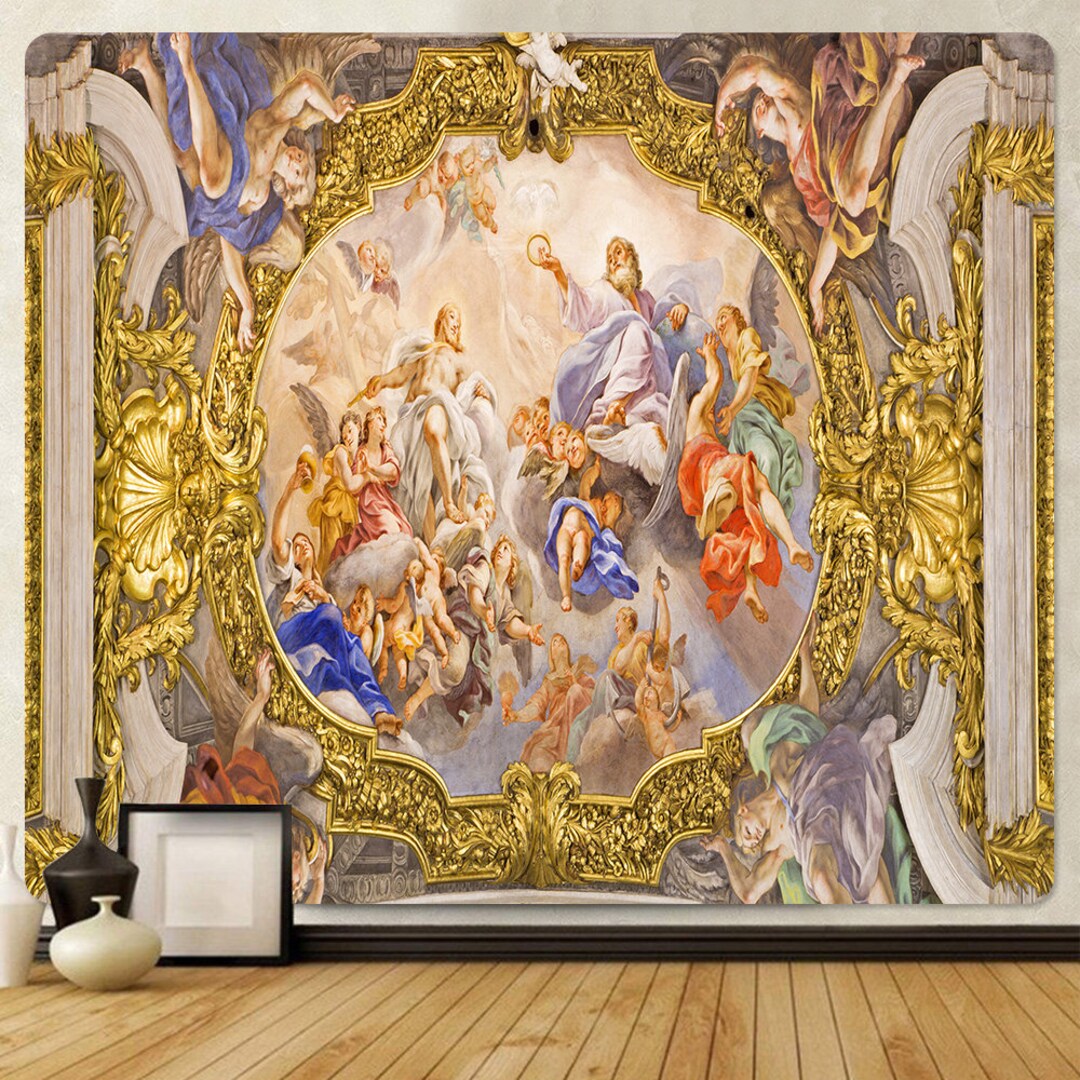 Religious Christian Tapestry Church Fresco Art Wall Hanging Etsy