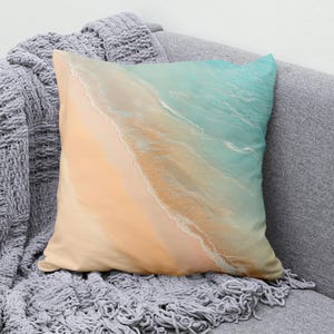 Beach Cushion Cover Cotton Linen Pillowcase Ocean View Decor Throw Pillow Cover Coastal Cushion for Living Room or Bedroom