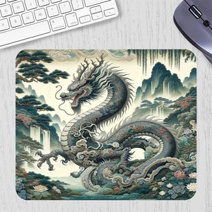 Drachen Mauspad - Computer Mousepad mit abgesteppter Kante - Laptop Schreibtischmatte, mystisches Design