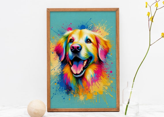 Colorful dog wall art hot sale