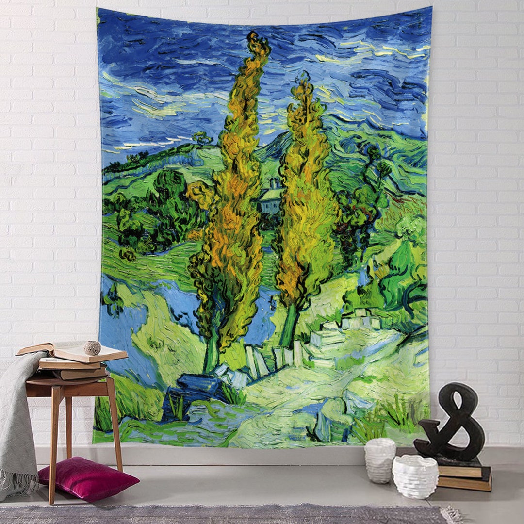 Vincent Van Gogh Art Tapestry Art Print Gogh Oil Painting Large Wall Hanging Aesthetic Green