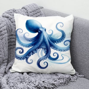 Octopus Cushion Cover Coastal Pillow Covers, Nautical Pillow Csace, Decorative Pillowcase, Ocean Beach Octopus for Sofa Home Decor