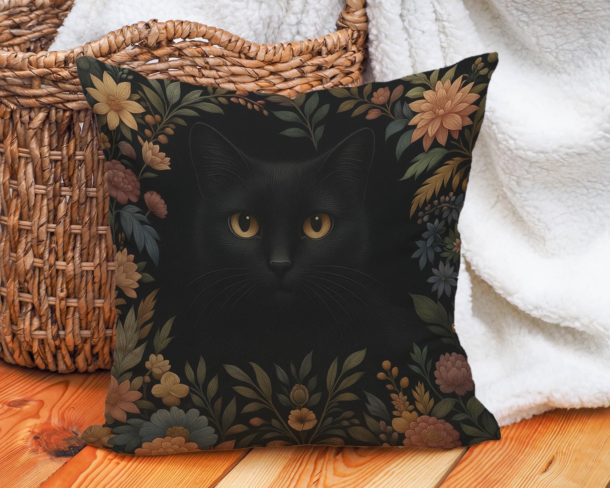 Oreiller en peluche en forme de chat noir pour Halloween