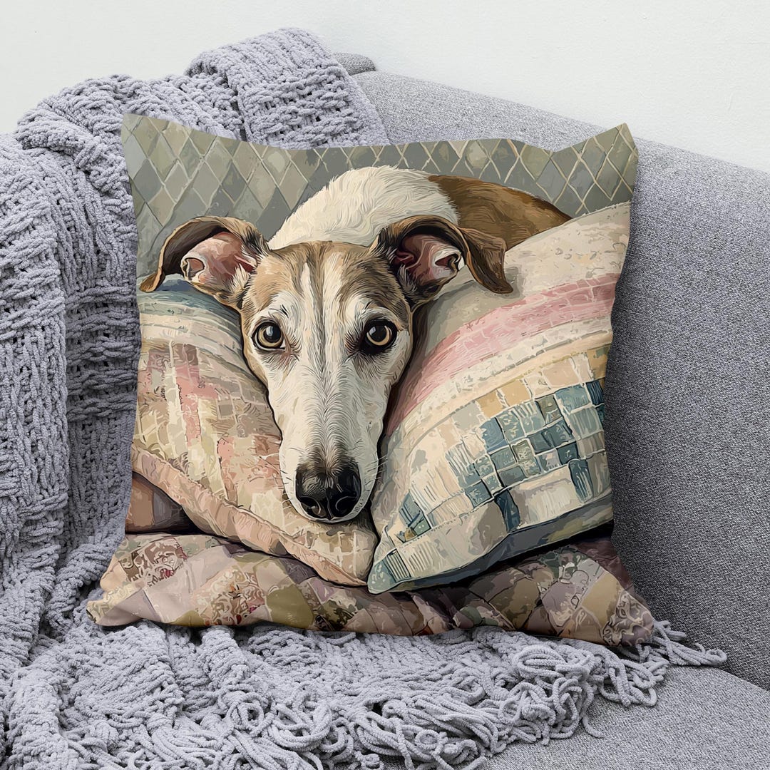 Greyhound Throw Greyhound Dog Throw Pillow Cover, Cotton Linen Pillowcase, Cozy Dog ...