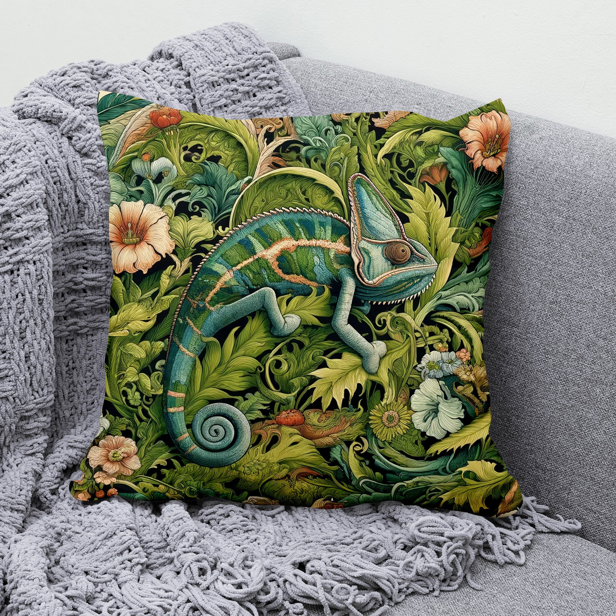 Chameleon Cushion Cover, Pillow Case Chameleon Throw Pillows