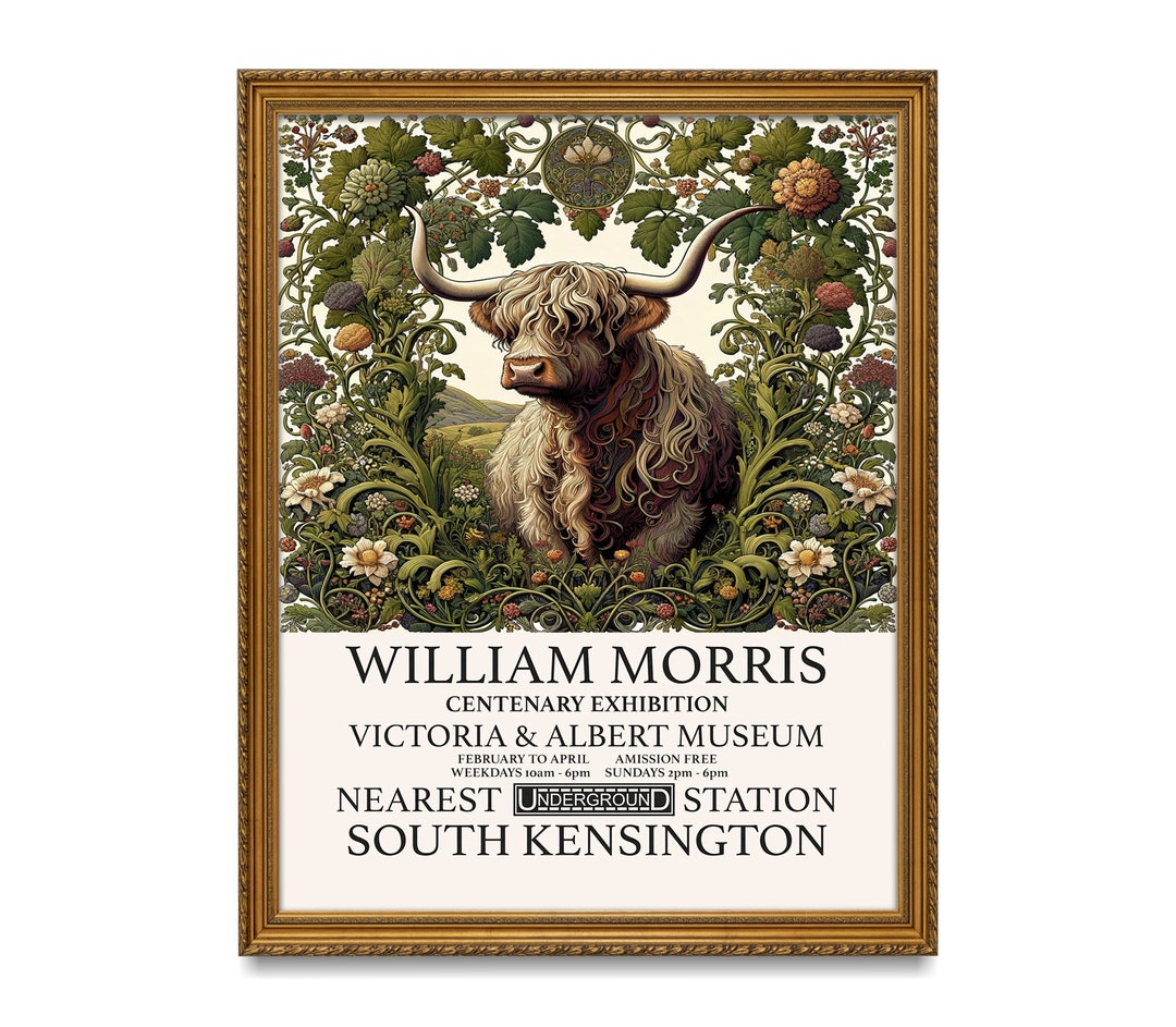 Highland Cow Poster, William Morris Art Print, Canvas Wall Art Print ...