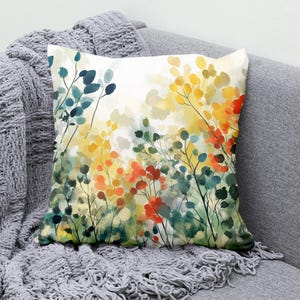 Watercolor Floral Throw Pillow Cover, Colorful Botanical Cushion ...