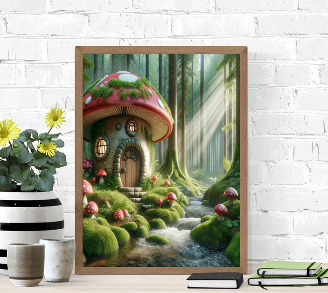 Fantasy Mushroom Wall Art Enchanted Mushroom House Canvas Print ...