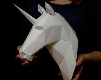 Paper craft Unicorn / Horse Head digital download PDF template, TWO in ONE Unicorn or horse head