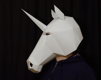 Einhorn oder Pferd Papercraft Maske, Download und machen Sie Ihre eigene DIY-Maske