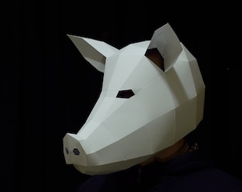 Papercraft Pig mask, make your own pig party mask for 2019