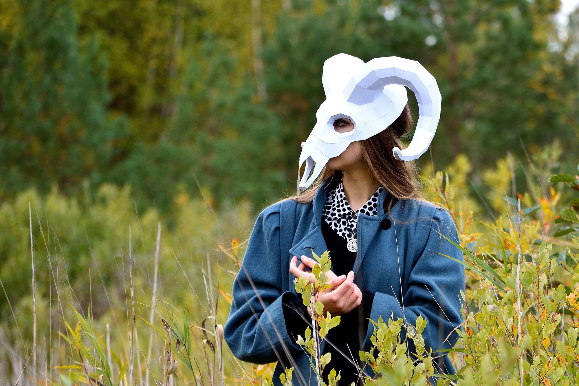 Ram Skull papercraft Mask, Download and make your own party mask, Instant Pdf template download, DIY Halloween mask