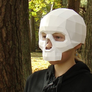 Skull Mask papercraft, Scarica e crea maschera per feste, modello PDF fai-da-te stampabile, maschera di Halloween
