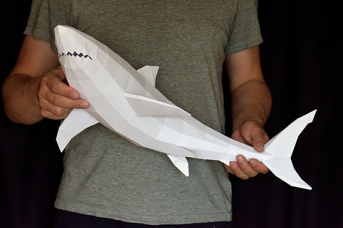 Shark Lowpoly Papercraft Model DIY Simply Download and Make Etsy Canada