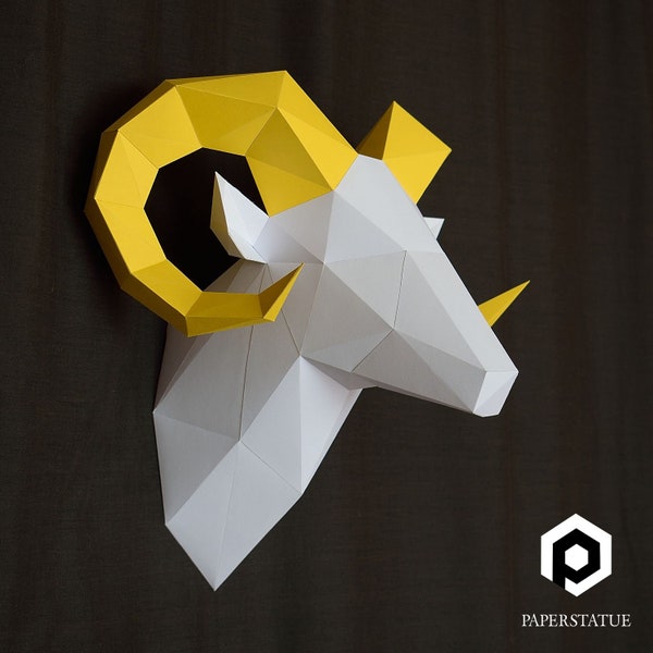 Ram Head Papercraft, Download and make your own trophy, Printable DIY  Faux Taxidermy template