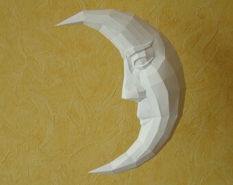Moon face papercraft, Download and make Paper Moon, printable DIY pdf template, La luna, Moon face Papercraft