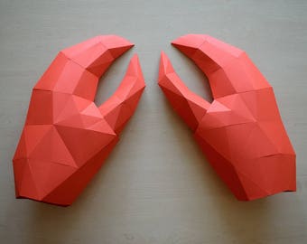 Lobster claws papercraft Instant Pdf download, Papercraft  printable DIY PDF template