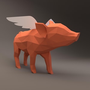 Little Pig Papercraft, Download and make your own lovely Princess P sculpture, Instant digital download template, Printable DIY