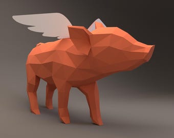 Little Pig Papercraft, Download and make your own lovely Princess P sculpture, Instant digital download template, Printable DIY