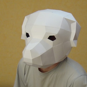 Máscara de cachorro em papel fácil de fazer, download instantâneo de PDF