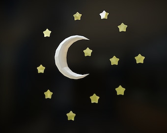 Simple Moon, DIY 3D paper Moon, printable DIY pdf template