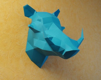 Warthog Boar papercraft DIY Trophy, Download and make your own Faux taxidermy
