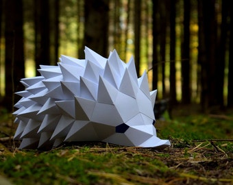 Hedgehog Mask DIY papercraft, Download and make your own mask, Printable PDF template