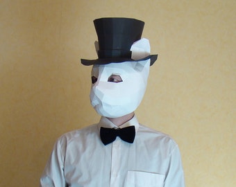 Cat With Hat Mask, Cat Mask, Cat in hat mask printable DIY PDF template