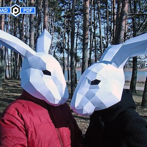 Bunny mask papercraft, Download and make Rabbit mask, Papercraft Party mask, Printable Mask, Paper Mask image 5