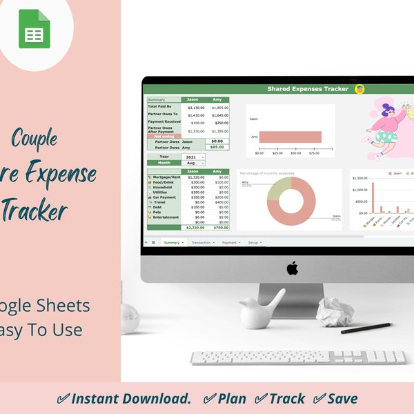 Couples, Friends, Roommates Share Expense Tracker Spreadsheet