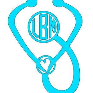 Heart Stethoscope Vinyl Monogram 3&quot; Decal