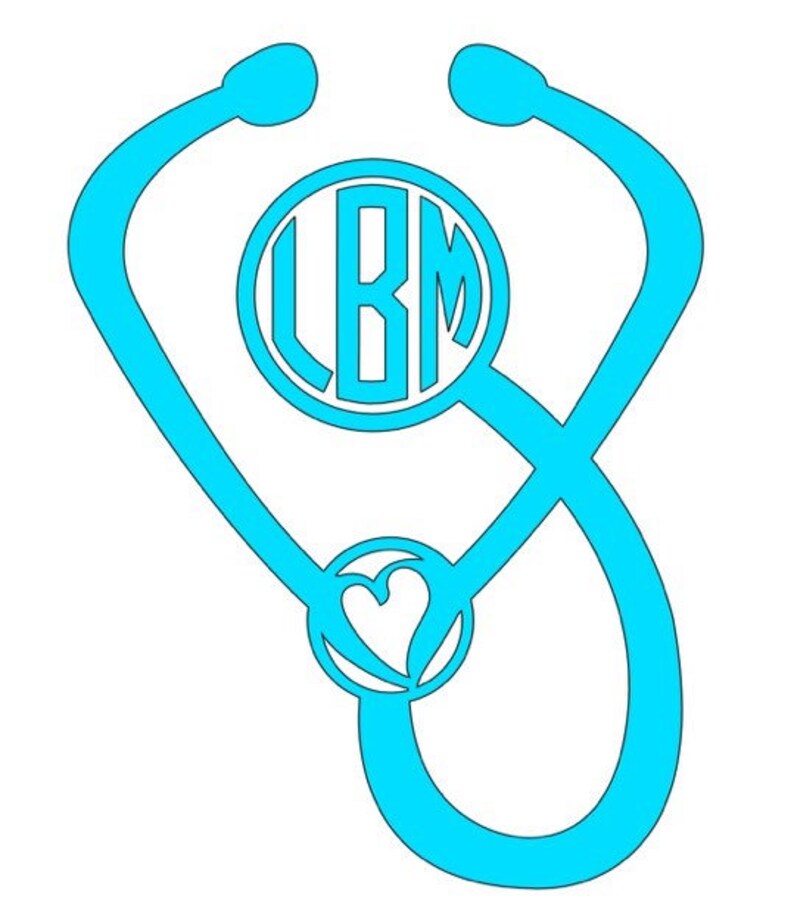 Heart Stethoscope Vinyl Monogram 3 Decal Etsy