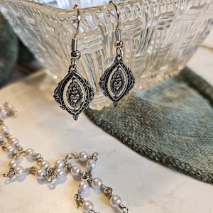 Sterling Silver Sacred Heart Earrings, Sacred Heart Jewelry, Catholic Gifts for Women, Heirloom Catholic Jewelry, Catholic Earrings,
