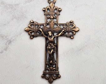 Antique Replica Openwork Rosary Crucifix