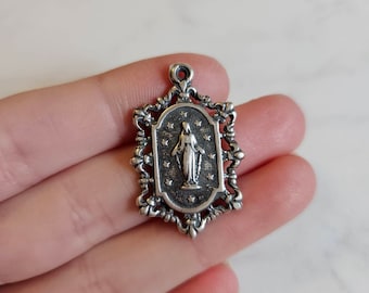 Antique Replica Lace Edged Miraculous Medal