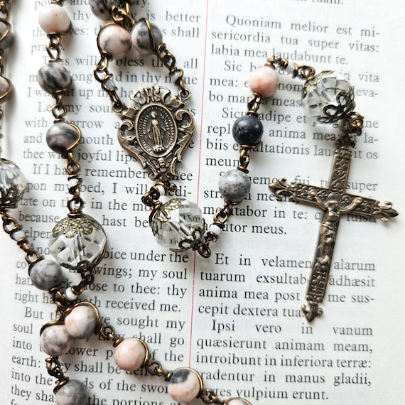 Pink Zebra Jasper Handmade Rosary