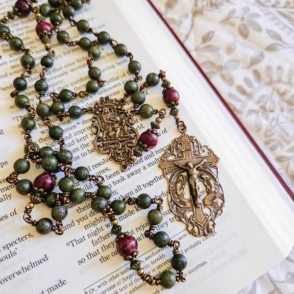 St Anne Rosary, Saint Anne Rosary, Saint Anne Necklace, Catholic Gift for Women, Catholic Rosary for Women, Rosary Handmade, Heirloom Rosary