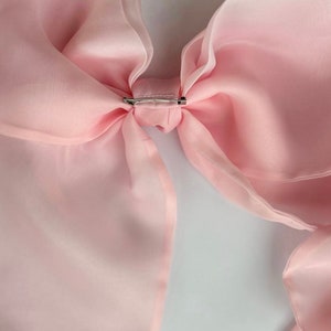 Big Handmade Multifunctional Transformer Shoulder Organza Bow Brooch Pink Rose image 6