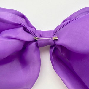 Big Handmade Multifunctional Transformer Shoulder Organza Bow Brooch Purple Violet image 6