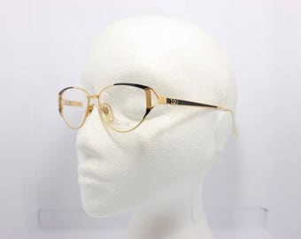 Diva Vintage eyeglasses Made in Italy 5022 Gold Black 01 54mm