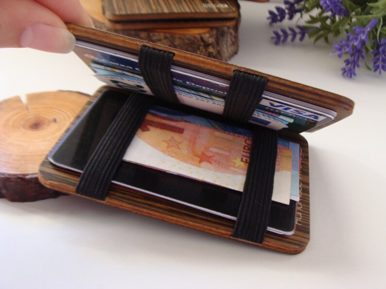 wooden wallet credit card wallet women's and men's etsy