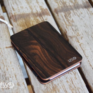 Cartera de madera, cartera de tarjeta de crédito, cartera de mujer y hombre, cartera delgada, regalo para él, cartera personalizada para hombre, cartera mágica