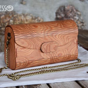 Sac en bois, sac femme, sac d’embrayage en bois, sac en bois écologique, cadeau femme, bois de cerisier, sac d’embrayage, sac d’embrayage cerise, sac végétalien