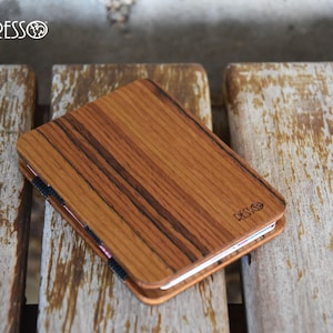 Cartera de madera, cartera para tarjetas de crédito, cartera de mujer y hombre, cartera delgada, cartera de diseño moderno, cartera mágica de madera, madera de teca