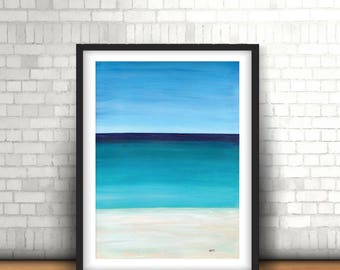 Ocean beach water art,  1st anniversary gift, Painting wife gift, New house gift, Abstract landscape, Calming art, Blue art, Original art