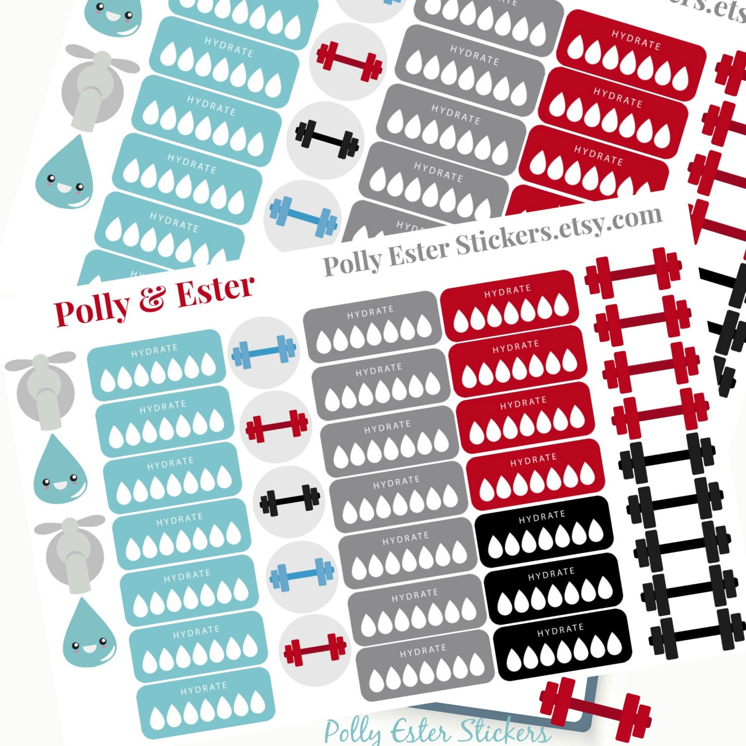 Download Fitness Stickers, Planner Stickers, Hydrate Stickers ...