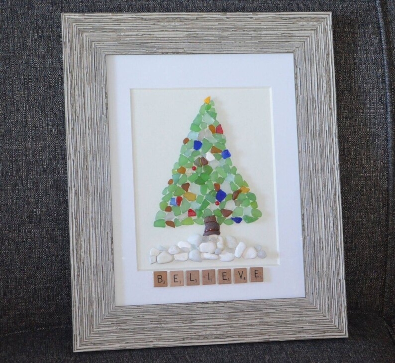 Believe Christmas Tree Glass Tree Glass Art Christmas Etsy