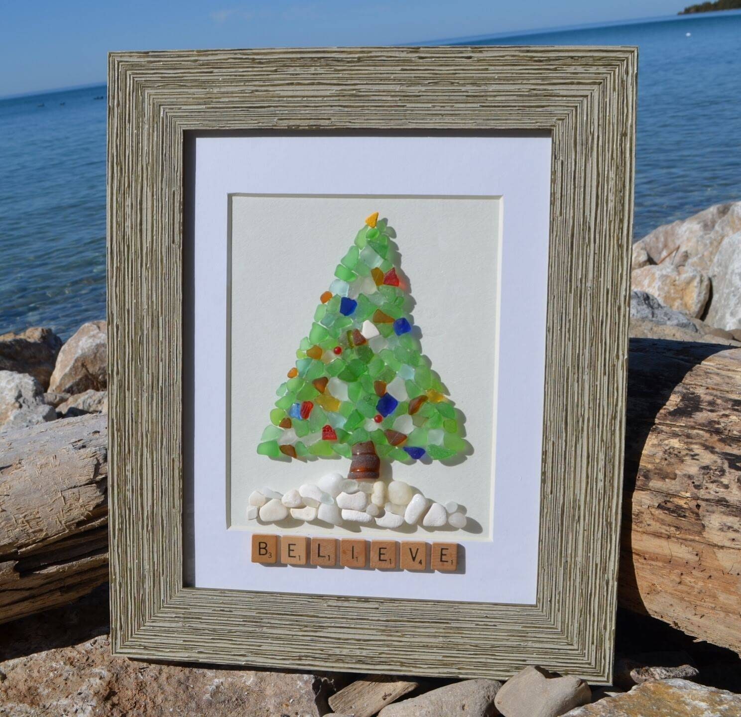 Believe Christmas Tree Glass Tree Glass Art Christmas Etsy