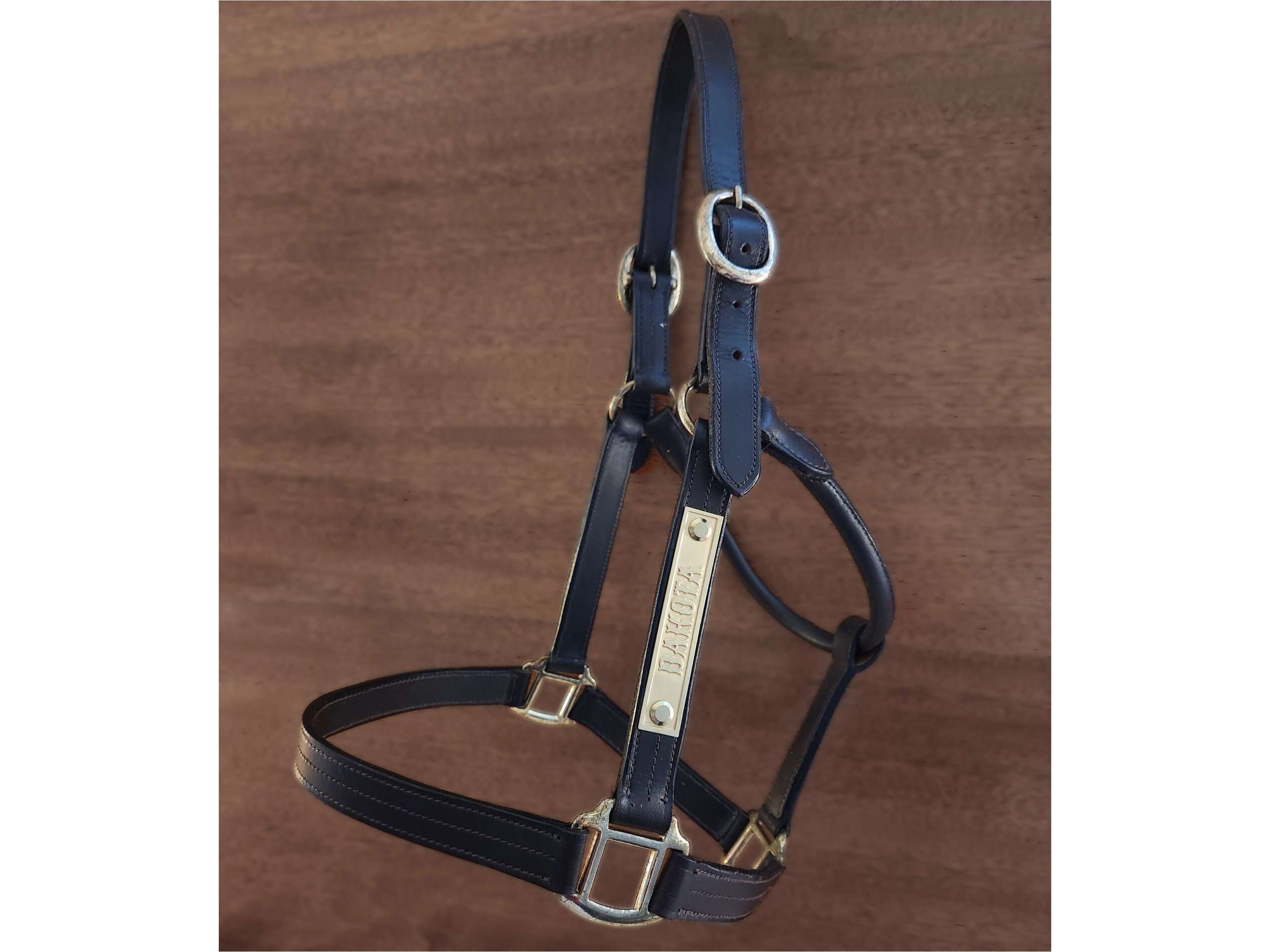 Leather Horse Halter With 4 Reliefengraved Brass Nameplate Etsy