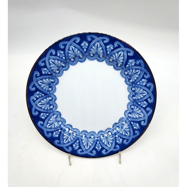 Bombay Co.  8 inch Blue & White Plate with Platinum Trim